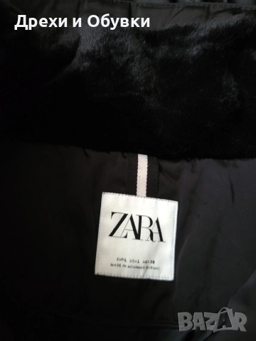 Черно зимно яке с качулка ZARA , снимка 12 - Якета - 52710163