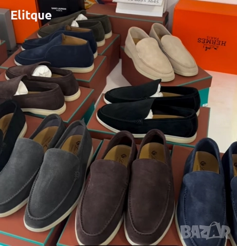 мъжки мокасини от естествен велур loro piana 