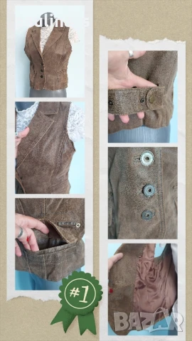 Три различни броя / Марков елек от естествена кожа, един рокерски , снимка 8 - Елеци - 51314004