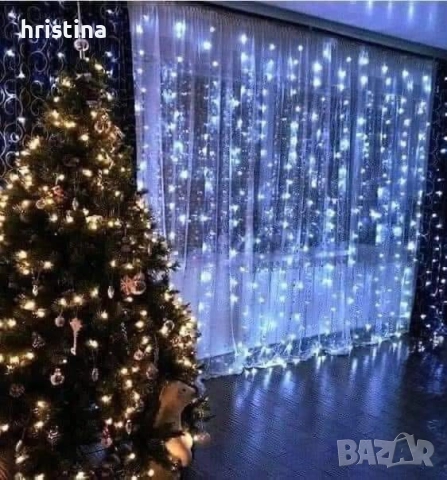 Коледни лампички завеса, снимка 3 - Декорация за дома - 52557014