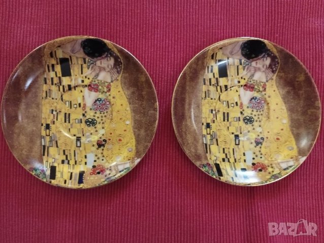 Сервиз от две чаши с чинийки за чай, кафе, Целувката, Густав Климт. , снимка 2 - Сервизи - 43525012