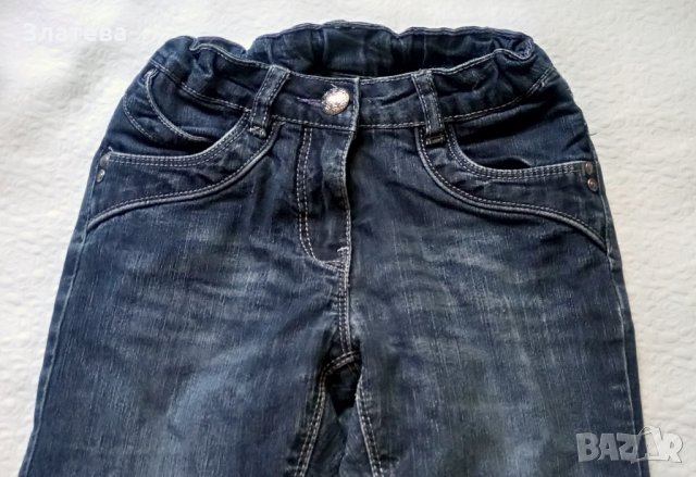 Подплатени дънки за момиче 6-7 г., снимка 2 - Детски панталони и дънки - 27006839