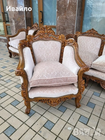 Италианска барокова холна гарнитура , снимка 5 - Дивани и мека мебел - 53217794