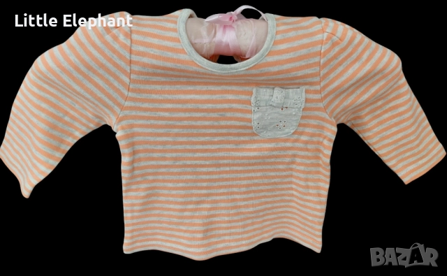 Блузка с дълъг ръкав за 6-9 мес мом райе с джобче,Англия/нова