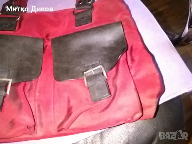 Женска чанта промазан плат бордо 37х27х7см, снимка 2 - Чанти - 47454568