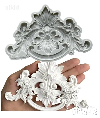 ОР78 Едър Двустранен орнамент силиконов молд форма фондан шоколад гипс декор