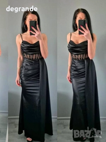 НАМАЛЕНА Черна сатенена рокля