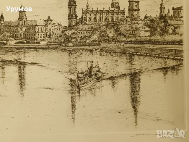 Прекрасен офорт на германския график Albin Mildner – ок. 1930 г., снимка 4 - Антикварни и старинни предмети - 48828137