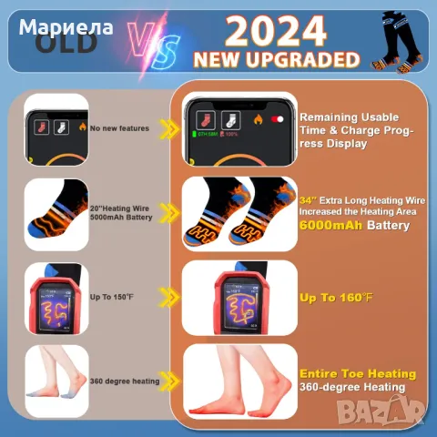 Електрически Чорапи 2х6000mAh / Акумулаторни Чорапи, снимка 3 - Други - 49539410