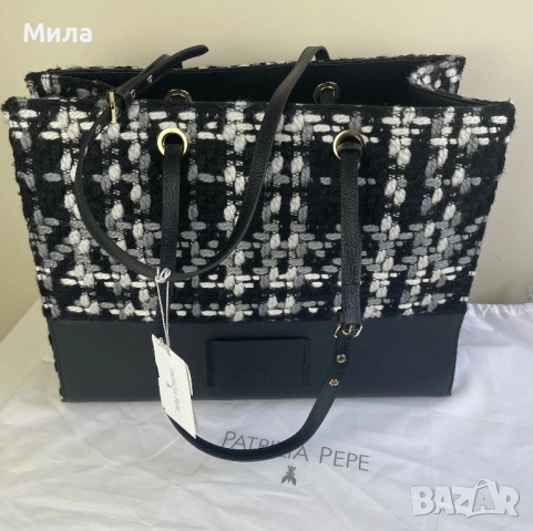 Patrizia Pepe - 100% Вълна и Кожа дамска чанта / Нова с етикети, снимка 3 - Чанти - 52514516