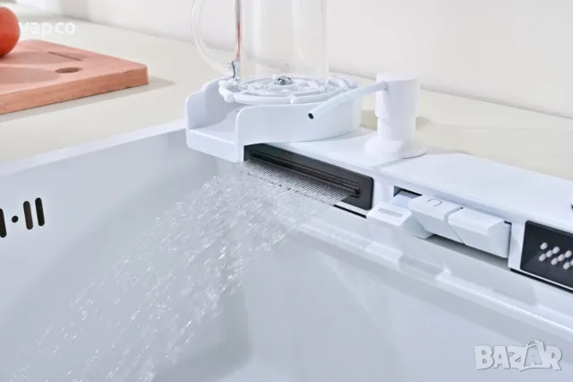 60см Бяла мултифункционална кухненска мивка с двоен водопад, снимка 5 - Мивки - 49377991