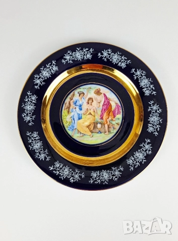 Кобалтови чинии с трите грации - Чехословакия, снимка 3 - Чинии - 50169015