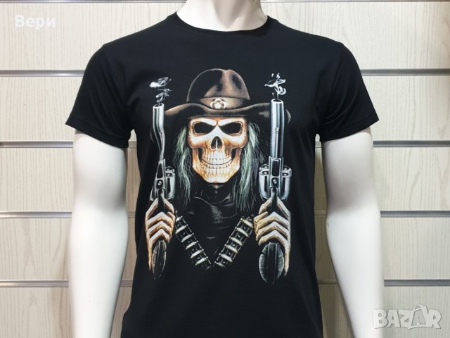 Нова мъжка тениска с дигитален печат Череп с пистолети, снимка 9 - Тениски - 29050863