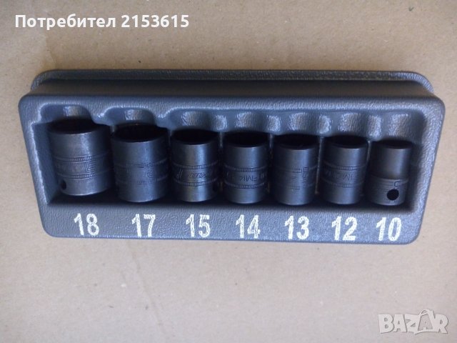 snap on 7 броя качествени черни 3/8 къси 12 стени ударни камъни вложки IMDFM, снимка 3 - Генератори - 43562256