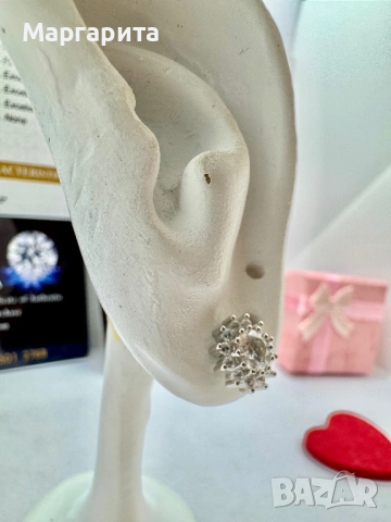Сребърни обеци с мойсанит (диамант) 0.5 карата , снимка 7 - Обеци - 53205716
