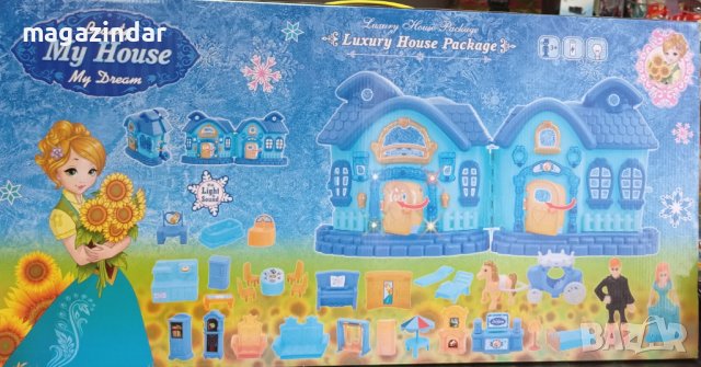 Комплект къща за кукли с аксесоари и каляска , снимка 2 - Играчки за стая - 43004748