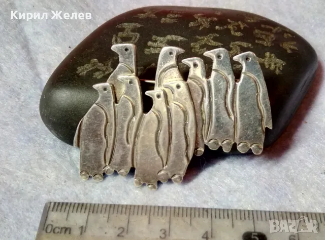 ПРЕКРАСНА ФИГУРАЛНА СРЕБЪРНА БРОШКА ПИНГВИНИ СРЕБРО 925 MEXICO АВТОРСКА РЪЧНА АРТ ИЗРАБОТКА 47967, снимка 9 - Други - 48476916