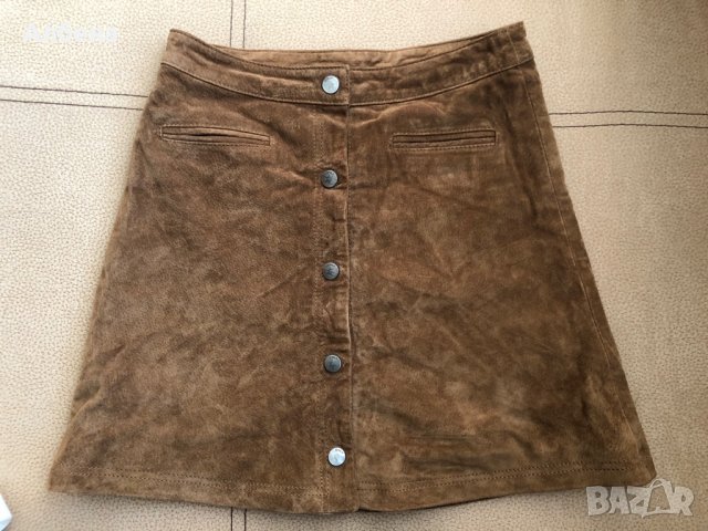 Пола висока талия с копчета естествена кожа Only, снимка 2 - Поли - 28371408