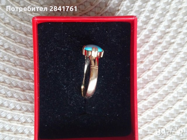Златен пръстен 14К с тюркоаз, снимка 5 - Пръстени - 44013665