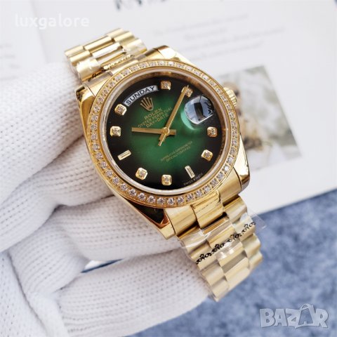 Унисекс часовник Rolex Day-Date 36 Yellow Gold с автоматичен механизъм, снимка 3 - Дамски - 40178333