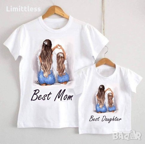 Тениски комплект за майка и дете Мама и аз еднакви, снимка 4 - Бодита за бебе - 33218446
