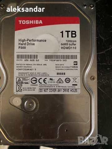 Toshiba P300 , снимка 1 - Твърди дискове - 43043478