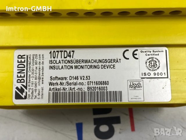 ISOMETER Bender 107TD47 Устройство за мониторинг на медицински ИТ системи AC, 3(N)AC, снимка 5 - Други машини и части - 48712252