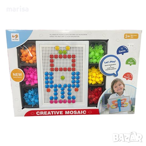 Мозайка 6 цвята с табло в кутия Код: 87024, снимка 1 - Образователни игри - 43105520