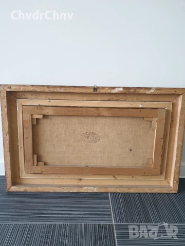 77х47см/абстрактна картина масло върху платно/градски пейзаж-пролет/барокова дървена рамка, снимка 7 - Картини - 50942604