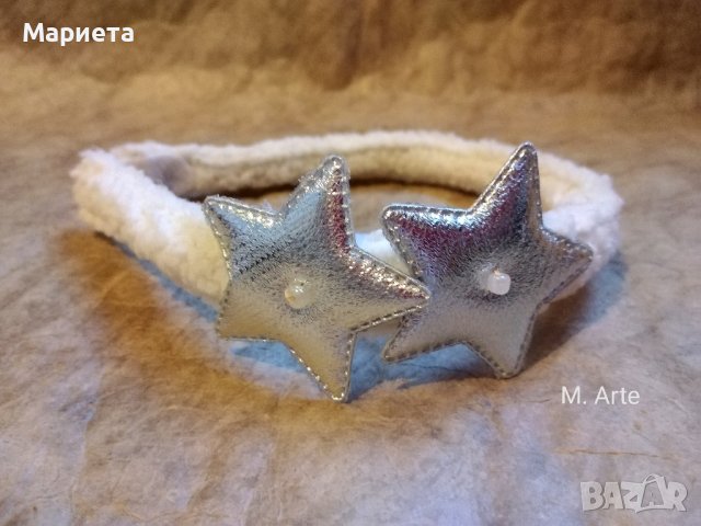 Бяла диадема със сребърни звездички Коледна Диадема Ръчна Изработка Аксесоари за коса , снимка 5 - Аксесоари за коса - 43208321