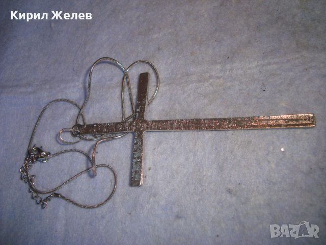 СРЕБРИСТ ГОЛЯМ КРЪСТ - КОЛИЕ с ФАСЕТИРАНИ БЛЕСТЯЩИ КРИСТАЛЧЕТА и ФИНА ВЕРИЖКА 17511, снимка 4 - Колиета, медальони, синджири - 36975030