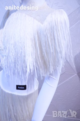 Бяла рокля с ресни за латино танци, снимка 4 - Детски рокли и поли - 44029662