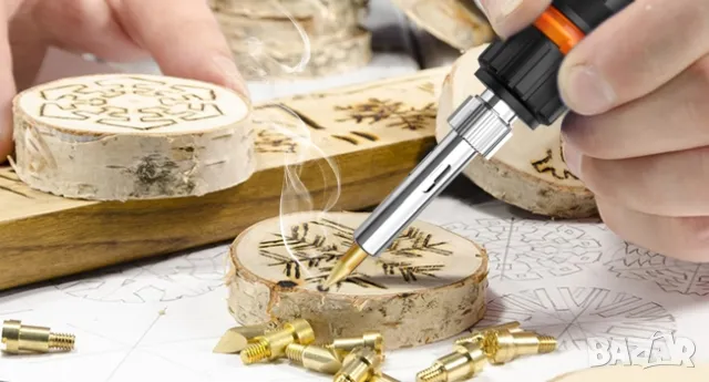 Пирограф Preciva 60W, 45 части, калъф, накрайници, аксесоари + поялник, снимка 10 - Поялници и запояване - 50381254