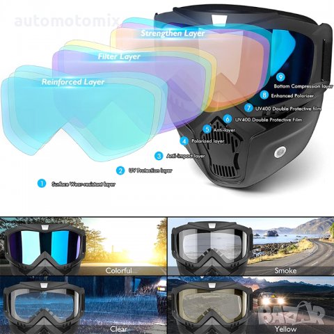 ОЧИЛА И МАСКА ЗА МОТОР,КОМПЛЕКТ ,Жълт - 2062, снимка 3 - Аксесоари и консумативи - 31834456