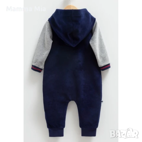 Caramell луксозен плюшен ромпър гащеризон до 9м, снимка 3 - Бебешки гащеризони - 51267486