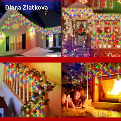 Ново!!! Коледна украса LED ресни 12 метра, снимка 3 - Декорация за дома - 52372774