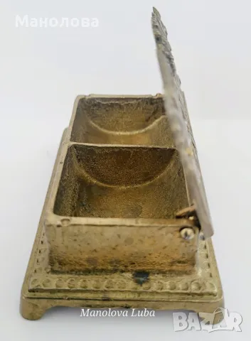 Месингова кутия за пощенски марки в стил Art Nouveau., снимка 4 - Филателия - 48302238