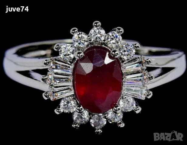СРЕБЪРЕН  ПРЪСТЕН С РУБИН (АФРИКА)