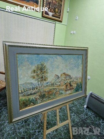 Огромна много красива антикварна майсторска авторска картина масло върху платно , снимка 5 - Картини - 43322686