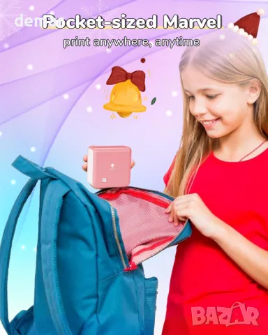 Принтер Phomemo P2S, мини термален принтер за смартфон, Bluetooth, 3 ролки хартия, снимка 4 - Принтери, копири, скенери - 48848805