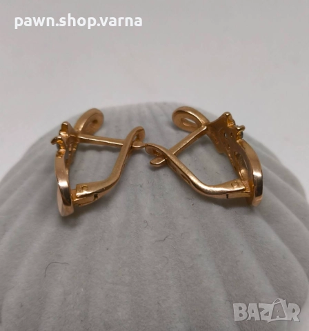 Елегантни златни обеци 585 с фианити – 5,30 г, снимка 4 - Обеци - 51408325