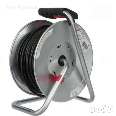 Електрически удължител с макара KraftRoyal 50m — здрава поцинкована конструкция, 4 гнезда, снимка 2 - Други - 53386718