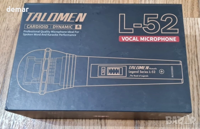 Професионален жичен динамичен микрофон Talomen, кардиоиден – L52 черен, снимка 9 - Микрофони - 51730066
