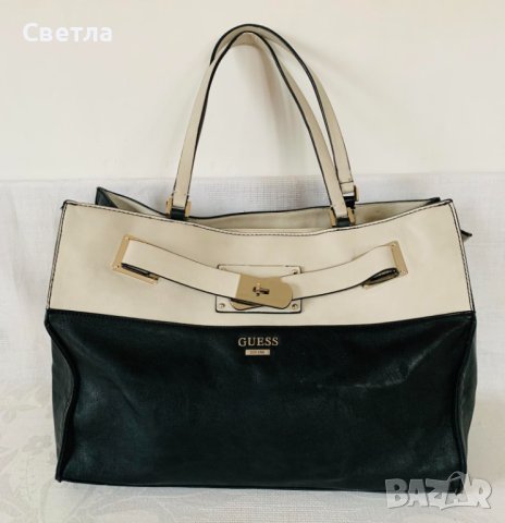 Чанта GUESS оригинал, кожа, голяма, с размери - 42 см; 30/55см висока с дръжки; шир. 16 см., снимка 6 - Чанти - 42938863