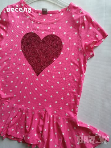 Детски блузи розови  на  точки, има лъскаво сърце, снимка 3 - Детски Блузи и туники - 33430350