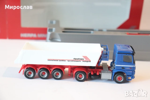 HERPA H0 1/87 MERCEDES BENZ ACTROS КАМИОН МОДЕЛ САМОСВАЛ ГОНДОЛА , снимка 8 - Колекции - 50682022