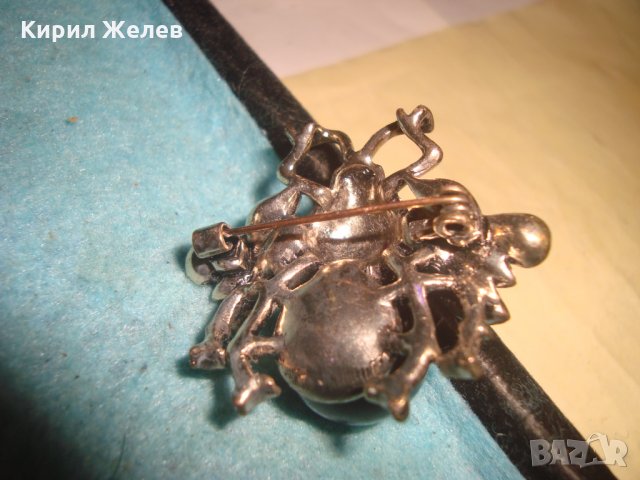 СРЕБРИСТА ФИГУРАЛНА СКЪПОЦЕННА КРИСТАЛНА БРОШКА БРЪМБАР 25216, снимка 5 - Други - 35574368
