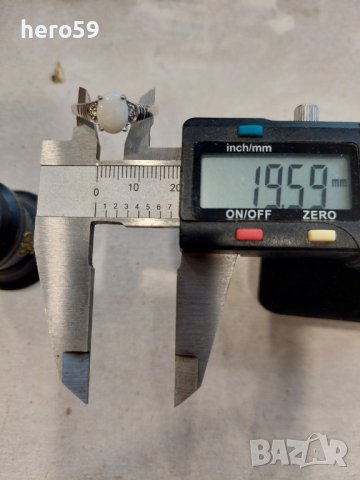 Дамски сребърен пръстен с опал и две малки диаматчета, снимка 8 - Пръстени - 43960218