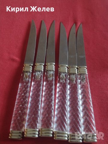 Красив комплект ножове 6 броя с прозрачна дръжка перфектно състояние 42056, снимка 5 - Прибори за хранене, готвене и сервиране - 43844982