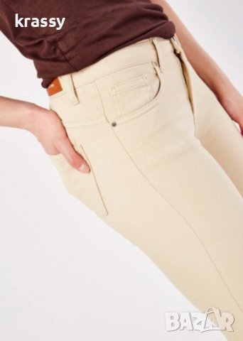 НОВ слим дамски бежов панталон (размер С), снимка 4 - Други - 43119913